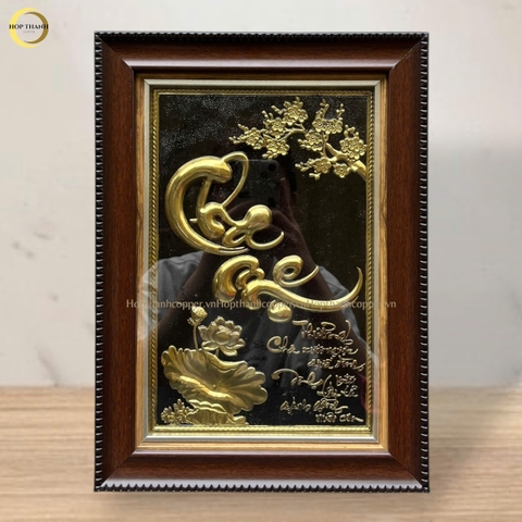 TRANH CHỮ CHA MẸ BẰNG ĐỒNG VÀNG  -  KÍCH THƯỚC 28x34CM