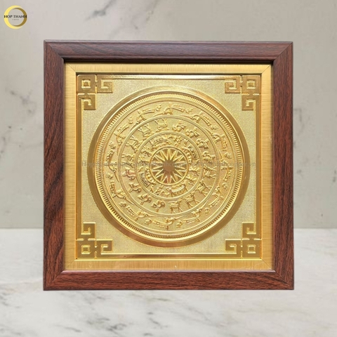 TRANH MẶT TRỐNG ĐỒNG BẰNG ĐỒNG MẠ VÀNG 24K - QUÀ TẶNG ĐỂ BÀN (KÍCH THƯỚC 20X20CM)