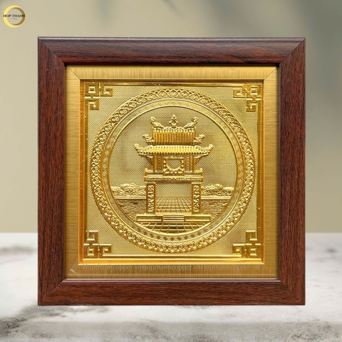 TRANH KHUÊ VĂN CÁC BẰNG ĐỒNG DÁT VÀNG - TRANH QUÀ TẶNG ĐỂ BÀN (KÍCH THƯỚC 20X20CM)