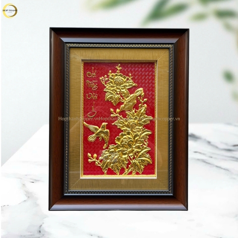 TRANH HOA CÁT TƯỜNG NHƯ Ý BẰNG ĐỒNG DÁT VÀNG - KÍCH THƯỚC 32X42CM