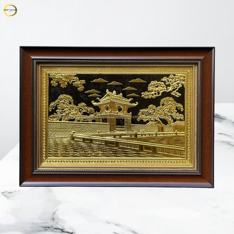 TRANH KHUÊ VĂN CÁC BẰNG ĐỒNG DÁT VÀNG  - KÍCH THƯỚC 54X38CM
