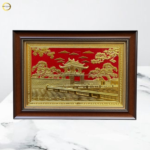 TRANH KHUÊ VĂN CÁC BẰNG ĐỒNG DÁT VÀNG  - KÍCH THƯỚC 54X38CM