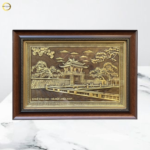TRANH KHUÊ VĂN CÁC BẰNG ĐỒNG VÀNG GIẢ CỔ  - KÍCH THƯỚC 54X38CM
