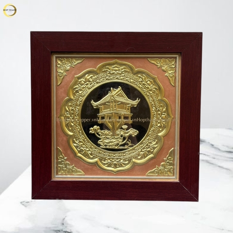 TRANH CHÙA MỘT CỘT BẰNG ĐỒNG VÀNG - KÍCH THƯỚC 40x40CM