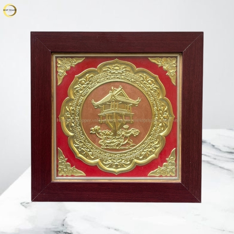 TRANH CHÙA MỘT CỘT BẰNG ĐỒNG VÀNG - KÍCH THƯỚC 40x40CM