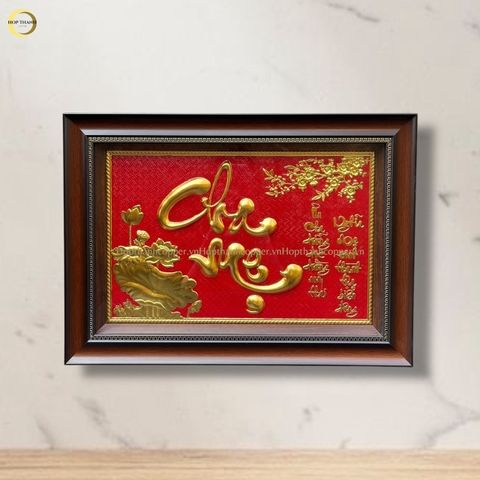 TRANH CHỮ CHA MẸ BẰNG ĐỒNG DÁT VÀNG  -  KÍCH THƯỚC 38x54CM