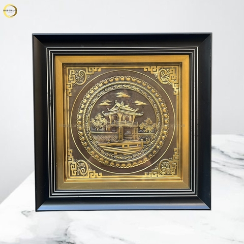 TRANH KHUÊ VĂN CÁC BẰNG ĐỒNG VÀNG GIẢ CỔ  - KÍCH THƯỚC 40X40CM