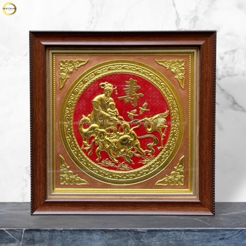 TRANH MỪNG THỌ CỤ BÀ BẰNG ĐỒNG DÁT VÀNG - KÍCH THƯỚC 40X40CM