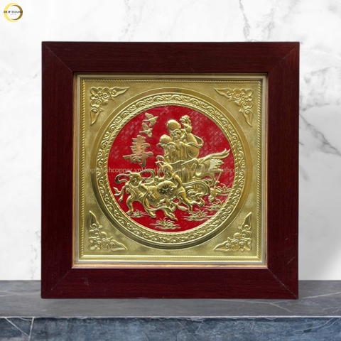 TRANH MỪNG THỌ CỤ ÔNG BẰNG ĐỒNG VÀNG - KÍCH THƯỚC 41X41CM