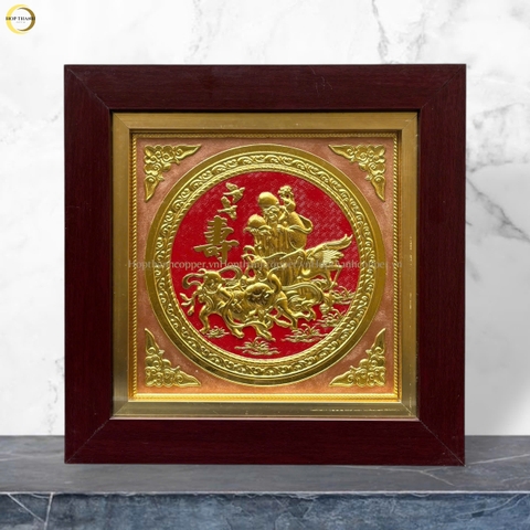 TRANH MỪNG THỌ CỤ ÔNG BẰNG ĐỒNG DÁT VÀNG - KÍCH THƯỚC 41X41CM