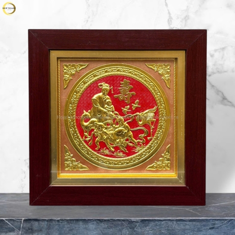 TRANH MỪNG THỌ CỤ BÀ BẰNG ĐỒNG DÁT VÀNG - KÍCH THƯỚC 41X41CM