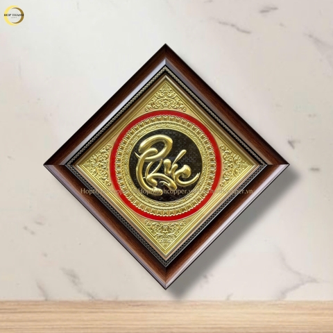 TRANH CHỮ PHÚC BẰNG ĐỒNG VÀNG  - KÍCH THƯỚC 40X40CM
