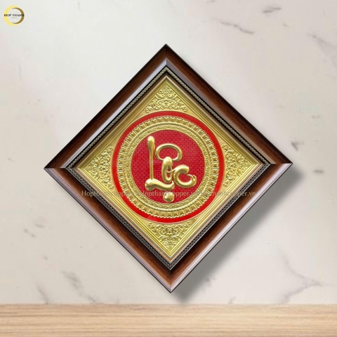TRANH CHỮ LỘC THƯ PHÁP BẰNG ĐỒNG VÀNG  - KÍCH THƯỚC 40X40CM