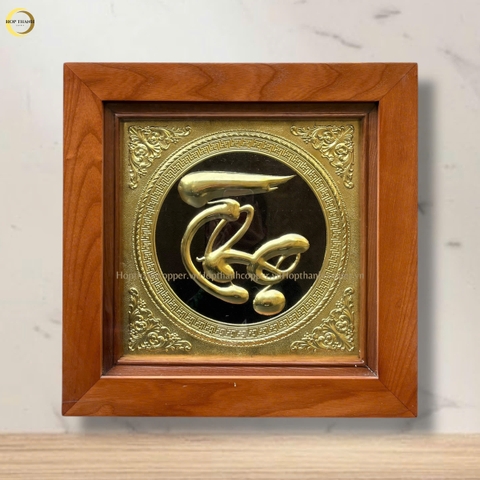 TRANH CHỮ THỌ BẰNG ĐỒNG VÀNG - KÍCH THƯỚC 42X42CM