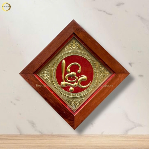 TRANH CHỮ LỘC THƯ PHÁP BẰNG ĐỒNG VÀNG  - KÍCH THƯỚC 42X42CM
