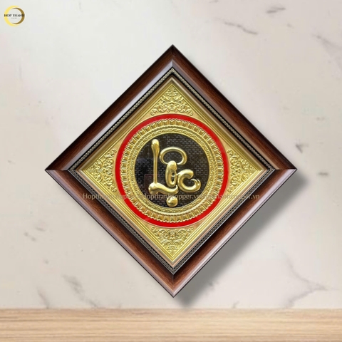 TRANH CHỮ LỘC THƯ PHÁP BẰNG ĐỒNG VÀNG  - KÍCH THƯỚC 40X40CM
