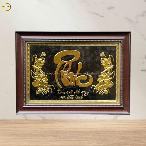 TRANH CHỮ PHÚC BẰNG ĐỒNG DÁT VÀNG - KÍCH THƯỚC 54X38CM