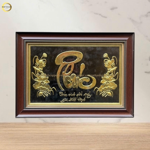 TRANH CHỮ PHÚC BẰNG ĐỒNG VÀNG - KÍCH THƯỚC 54X38CM