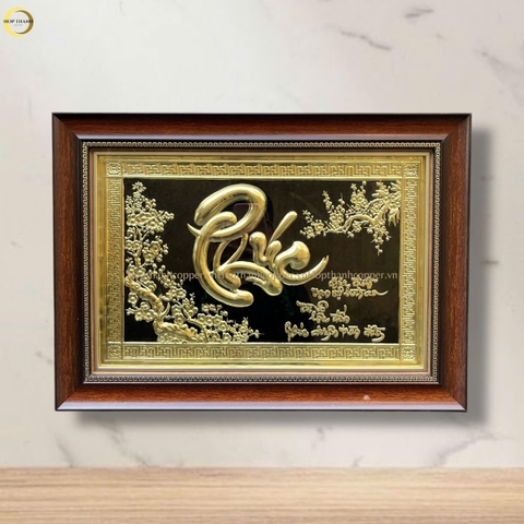 TRANH CHỮ PHÚC BẰNG ĐỒNG VÀNG - KÍCH THƯỚC 54X38CM