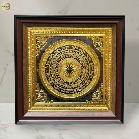 TRANH MẶT TRỐNG ĐỒNG BẰNG ĐỒNG DÁT VÀNG - KÍCH THƯỚC 70X70CM