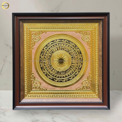 TRANH MẶT TRỐNG ĐỒNG BẰNG ĐỒNG DÁT VÀNG - KÍCH THƯỚC 70X70CM