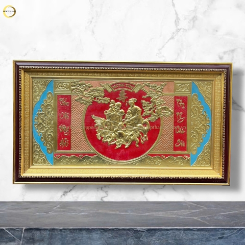 TRANH MỪNG THỌ ÔNG BÀ BẰNG ĐỒNG VÀNG - KÍCH THƯỚC 68X38CM
