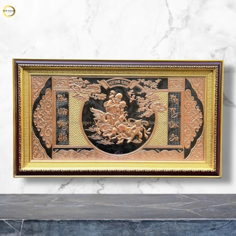 TRANH MỪNG THỌ ÔNG BÀ BẰNG ĐỒNG ĐỎ - KÍCH THƯỚC 68X38CM