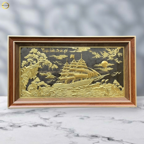 TRANH THUẬN BUỒM XUÔI GIÓ BẰNG ĐỒNG DÁT VÀNG - KÍCH THƯỚC 92X52CM