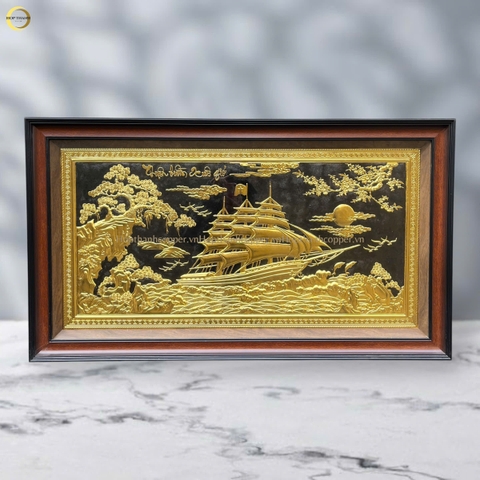 TRANH THUẬN BUỒM XUÔI GIÓ BẰNG ĐỒNG DÁT VÀNG - KÍCH THƯỚC 107X68CM