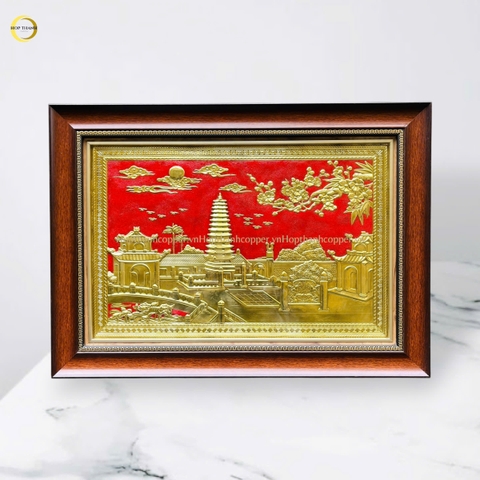 TRANH THÁP PHỔ MINH BẰNG ĐỒNG VÀNG - KÍCH THƯỚC 38X54CM