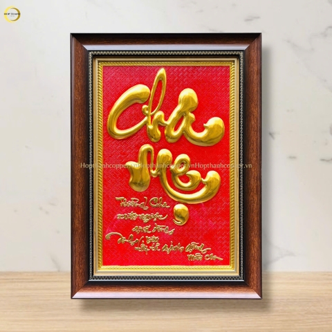 TRANH CHỮ CHA MẸ BẰNG ĐỒNG DÁT VÀNG - KÍCH THƯỚC 38x54CM