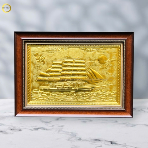 TRANH THUẬN BUỒM XUÔI GIÓ BẰNG ĐỒNG DÁT VÀNG  - KÍCH THƯỚC 54X38CM