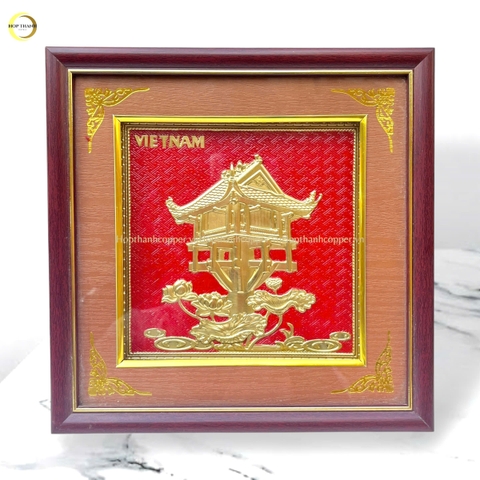 TRANH CHÙA MỘT CỘT BẰNG ĐỒNG VÀNG- KÍCH THƯỚC 26X26CM