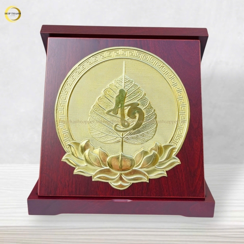 TRANH LÁ BỒ ĐỀ CHỮ AN BẰNG ĐỒNG VÀNG - KÍCH THƯỚC 24x24CM