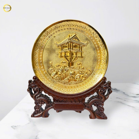 TRANH CHÙA MỘT CỘT BẰNG ĐỒNG MẠ VÀNG 24K- ĐƯỜNG KÍNH 19CM