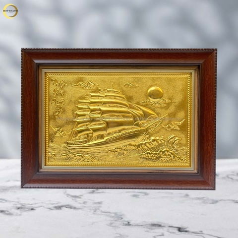 TRANH THUẬN BUỒM XUÔI GIÓ BẰNG ĐỒNG DÁT VÀNG - KÍCH THƯỚC 28X38CM