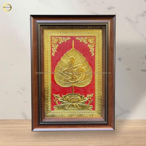 TRANH LÁ BỒ ĐỀ CHỮ AN BẰNG ĐỒNG DÁT VÀNG - KÍCH THƯỚC 38X54CM