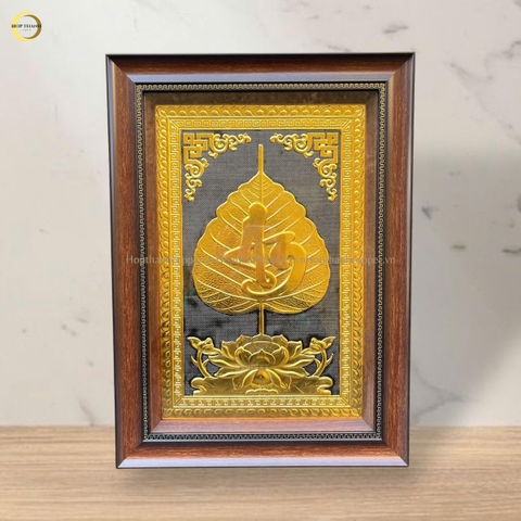TRANH LÁ BỒ ĐỀ CHỮ AN BẰNG ĐỒNG DÁT VÀNG - KÍCH THƯỚC 38X54CM