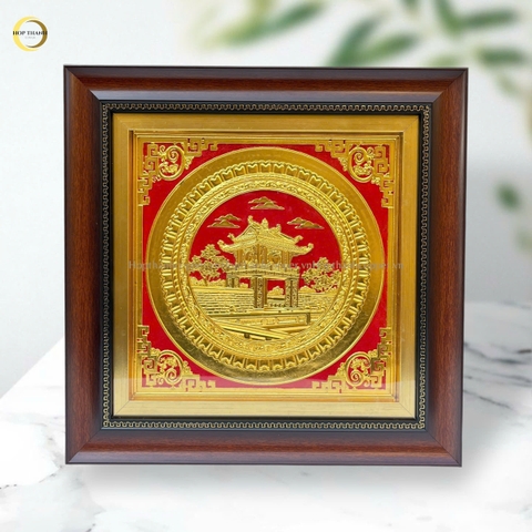 TRANH KHUÊ VĂN CÁC BẰNG ĐỒNG DÁT VÀNG  - KÍCH THƯỚC 40X40CM