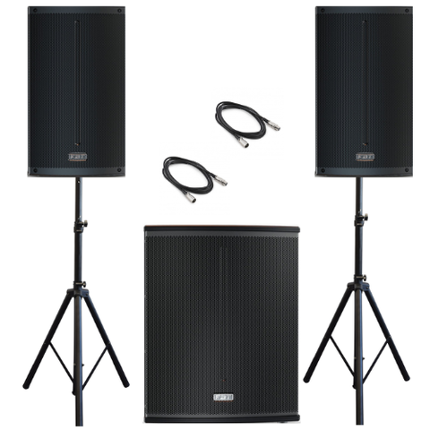 Combo: 2x FBT X-PRO 112A Active Full-range Speakers (Speaker stands included) FBT X-SUB 115SA: 1200W Class D Active Subwoofer (15-inch)