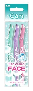 KAI dao cạo lông mày và mặt lưới đơn thân nhựa CBL-3P1 KAI set 3 cái