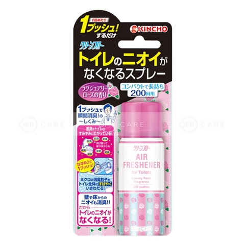 Xịt Kincho khử mùi phòng vệ sinh 200 lần xịt hương hoa hồng 45ml