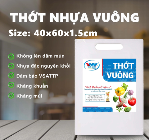 Thớt nhựa vuông gia dụng dày 1.5cm