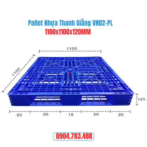 Pallet Nhựa 1100x1100x120MM - Màu xanh - VN02-PL
