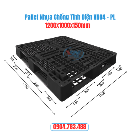 Pallet Nhựa Chống Tĩnh Điện 1200x1000x150mm