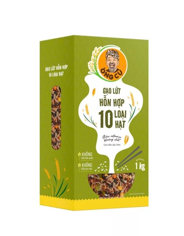 Gạo lứt hỗn hợp 10 loại hạt Ông Cụ hộp 1kg (1 Hộp)