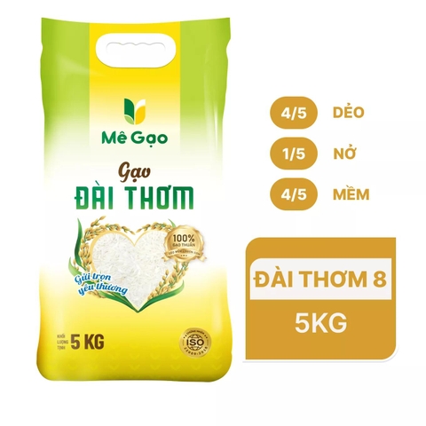 Gạo đài thơm Mê Gạo túi 5kg (1 Túi)