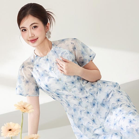 Đầm cổ tròn cánh tiên