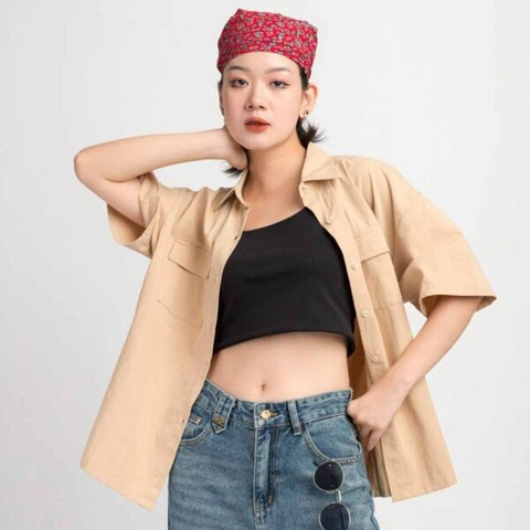 Áo sơ mi oversize tay ngắn