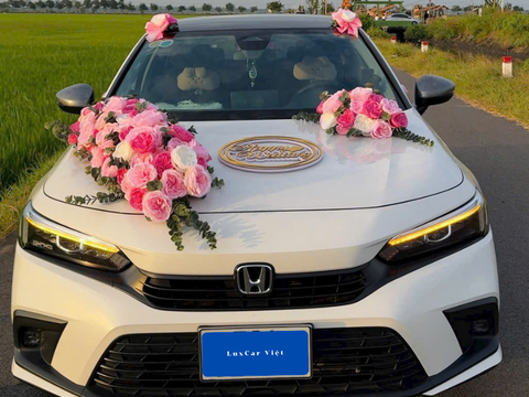 Hoa Trang Trí Xe Cưới Hồng Trắng Tại TP.HCM